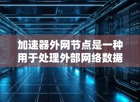 加速器外网节点是一种用于处理外部网络数据或流量的特定设备或服务器，其核心功能是加速数据传输或处理，提升网络性能。以下是关于加速器外网节点的详细说明